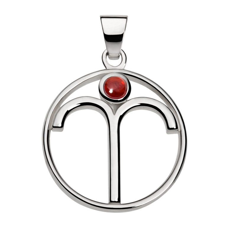 Widder Sternzeichen Anhaenger mit Granat 768x768