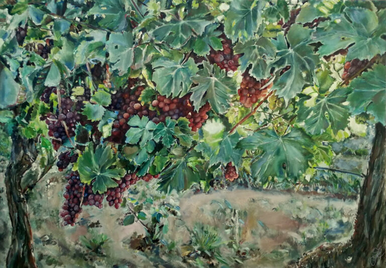 Grapes in Vineyards by Jurakuba Art oil painting on Canvas 92 x 65 cm 768x534