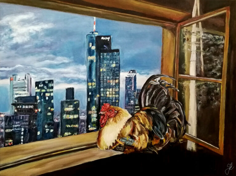 Hahn in Frankfurt by Jura Kuba oil painting on canvas 80 x 60 768x573