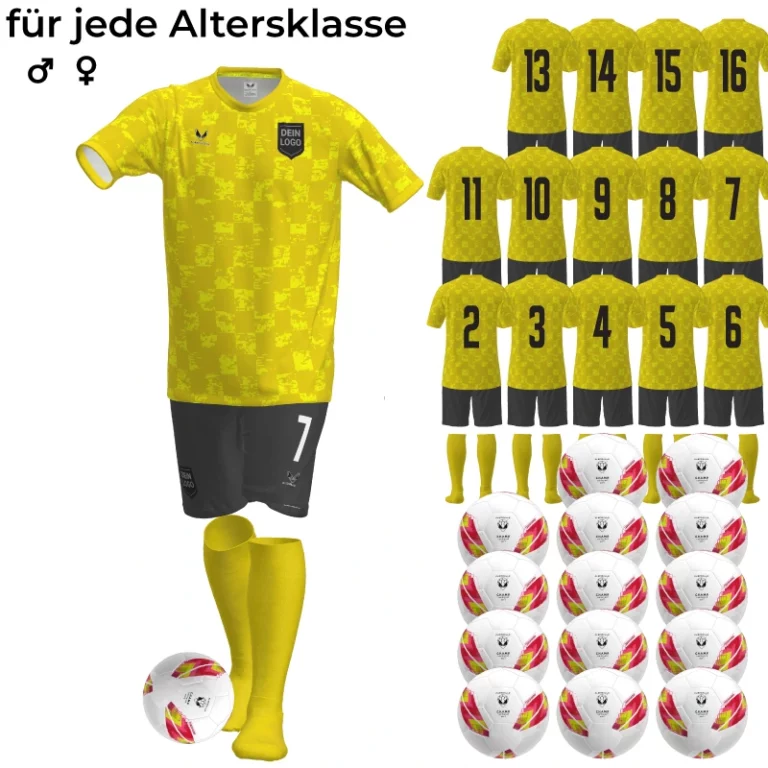 Fussball Komplettset mit Baellen Croatia Fut gelb 768x768