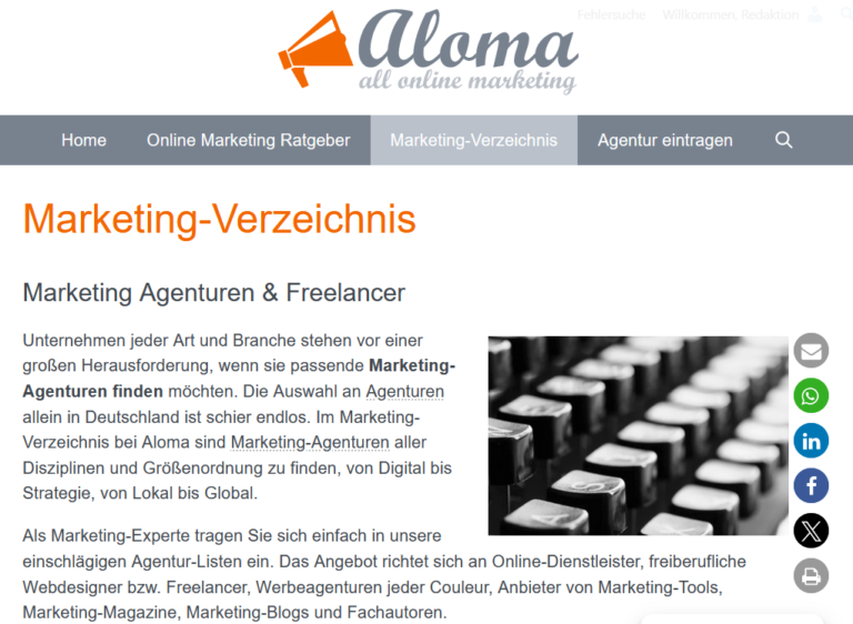 Marketing Verzeichnis   Marketing Agenturen Freelancer Infos Tools   Aloma.de  768x562