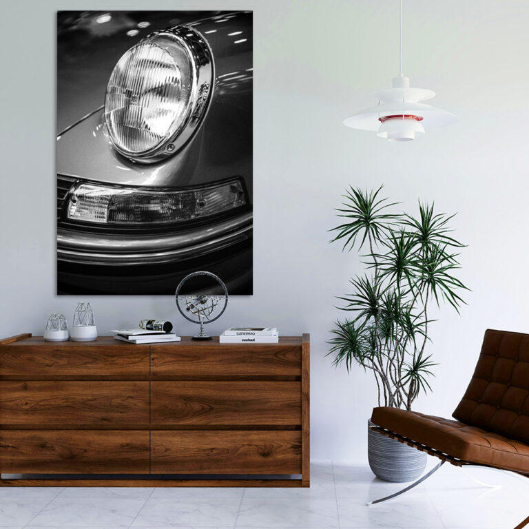 wandbild porsche youngtimer headlight 3 768x768