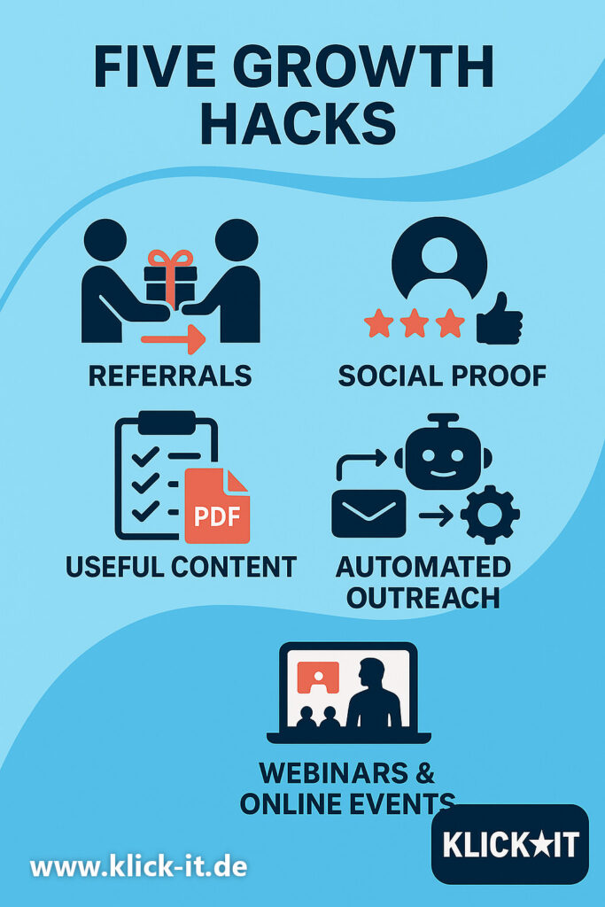 Growth Hacks: Referrals, Social, Useful, Automated